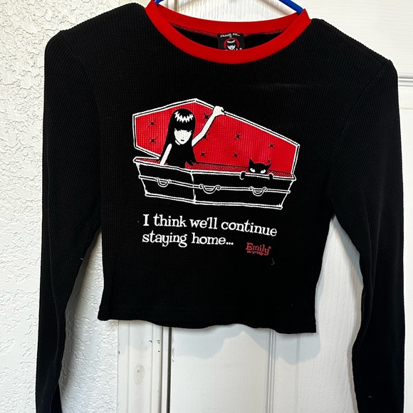 Dolls Kill Tops - Black Long Sleeve Crop Top